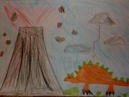 стегозавр и вулкан